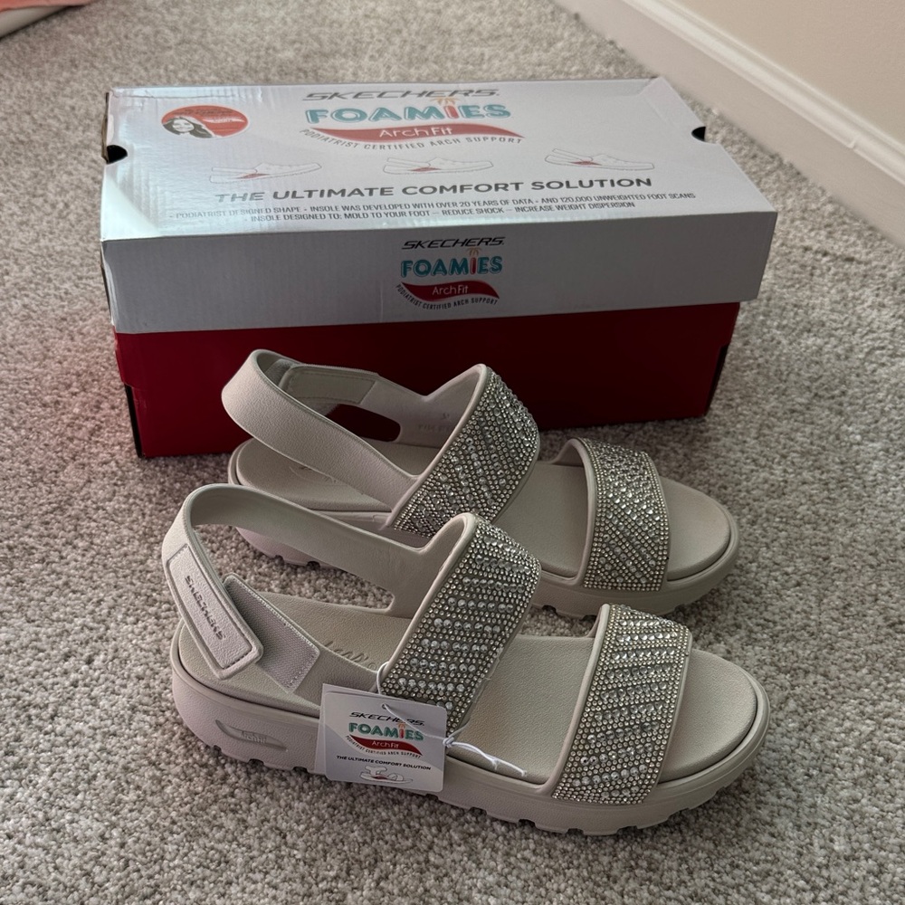 Skechers Kids' Sparkle Cream Sandals